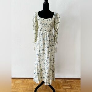 Faithful The Brand Marita Fliral Cottagecore Dress Regency 100% Linen